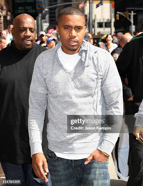 Rapper Nas visits the "Late Show with David Letterman" at the Ed Sullivan Theater August 27, 2008 in New York City.