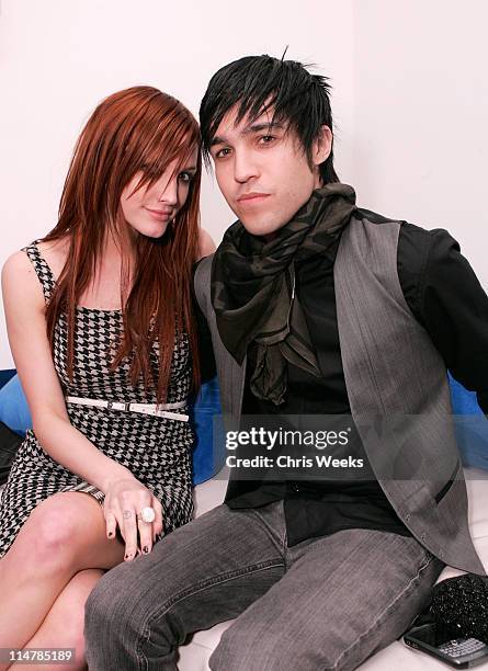 Music recording artist Ashlee Simpson, left, and Pete Wentz of the music recording group Fall Out Boy attend the Fuse TV Grammy Pre-Party at Goa on...