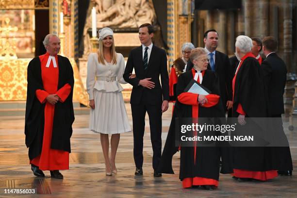 Ivanka Trump, daughter of US President Donald Trump, and her husband Jared Kushner , special advisor to the US president, accompany the US president...