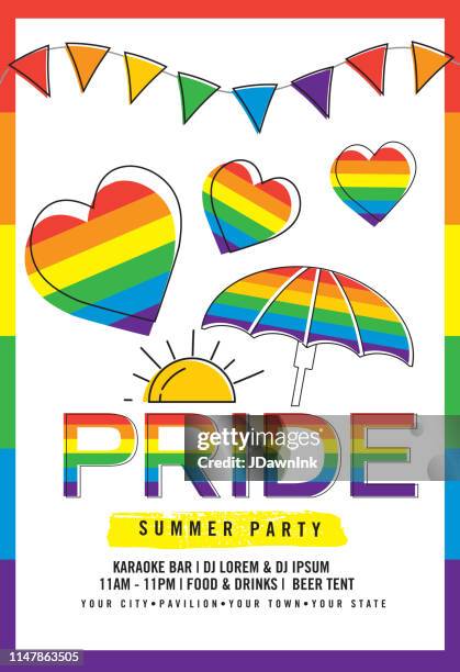 ilustraciones, imágenes clip art, dibujos animados e iconos de stock de orgullo gay o la plantilla de diseño de cartel de verano lgbt - parade