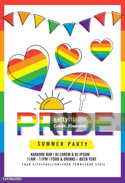 gay pride or lgbt party summer poster design template - parade stock illustrations