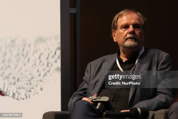 Chris Niedenthal - a British-Polish photographer and photojournalist during the debate is seen in Gdansk, Poland on 3 June 2019 Freedom and...