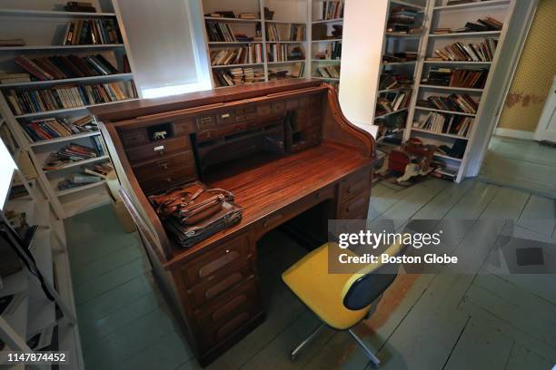 The rolltop desk and office chair belonging to late U.S. Poet laureate Donald Hall are pictured at his home in Wilmot, NH on May 23, 2019. From 1975...