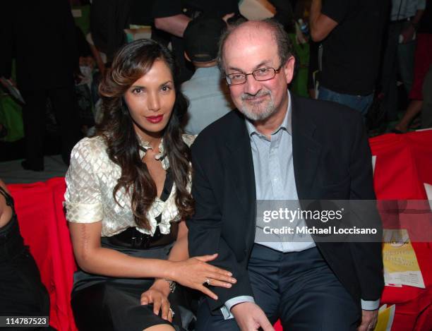 Padma Lakshmi and Salman Rushdie during Olympus Fashion Week Spring 2007 - Diane Von Furstenberg - Front Row and Backstage at The Tent, Bryant Park...