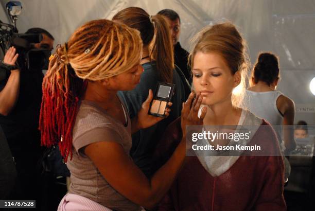 Model backstage at Cynthia Steffe during Olympus Fashion Week Spring 2007 - Cynthia Steffe - Front Row and Backstage at The Promenade, Bryant Park in...