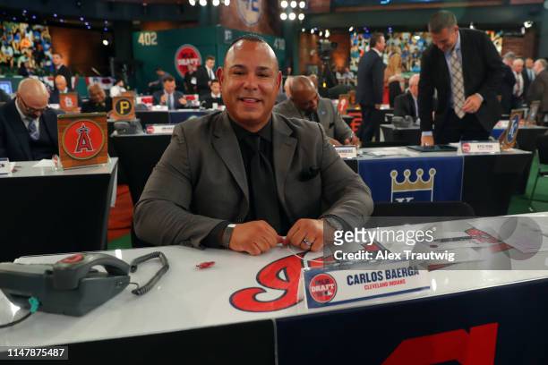 Cleveland Indians team rep Carlos Baerga poses for a photo prior to the 2019 Major League Baseball Draft at Studio 42 at the MLB Network on Monday,...