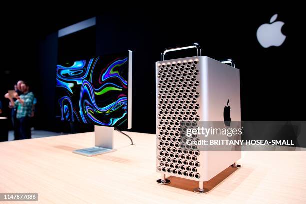 Apple's new Mac Pro sits on display in the showroom during Apple's Worldwide Developer Conference in San Jose, California on June 3, 2019.