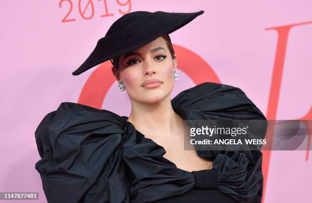 Model Ashley Graham arrives for the 2019 CFDA fashion awards at the Brooklyn Museum in New York City on June 3, 2019.