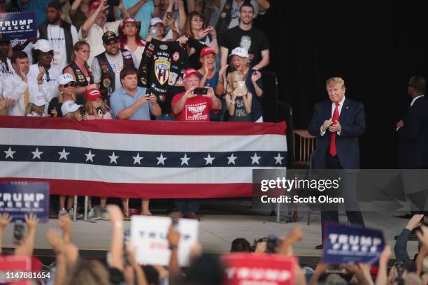 President Donald Trump arrives for a rally at the Aaron Bessant Amphitheater on May 8, 2019 in Panama City Beach, Florida. In his continuing battle...