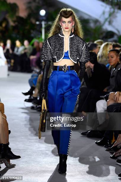 Model walks the runway during Louis Vuitton Cruise 2020 on May 8, 2019 in New York, USA.