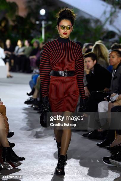 Model walks the runway during Louis Vuitton Cruise 2020 on May 8, 2019 in New York, USA.