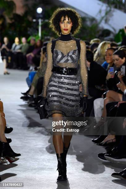 Model walks the runway during Louis Vuitton Cruise 2020 on May 8, 2019 in New York, USA.