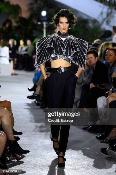 Model walks the runway during Louis Vuitton Cruise 2020 on May 8, 2019 in New York, USA.