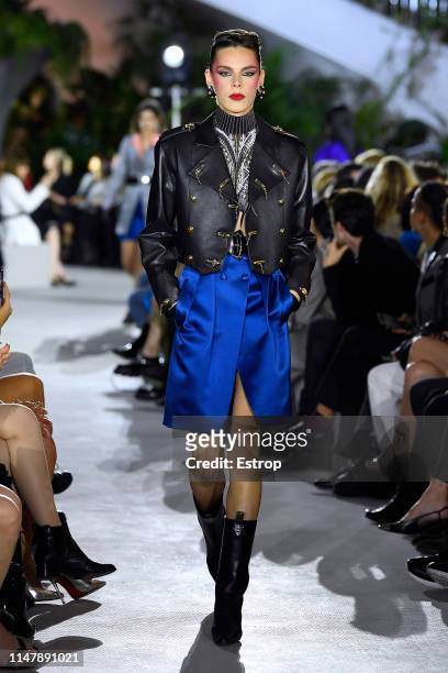 Model walks the runway during Louis Vuitton Cruise 2020 on May 8, 2019 in New York, USA.