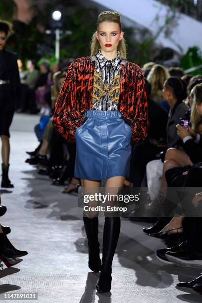 Model walks the runway during Louis Vuitton Cruise 2020 on May 8, 2019 in New York, USA.