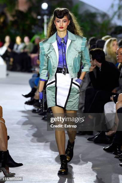 Model walks the runway during Louis Vuitton Cruise 2020 on May 8, 2019 in New York, USA.