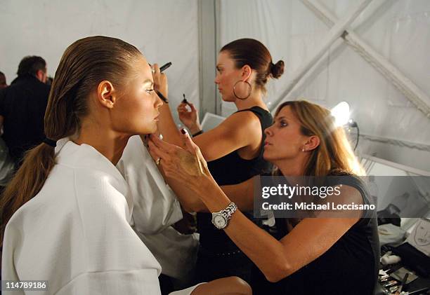 Model backstage at Rosa Cha Spring 2007 during Olympus Fashion Week Spring 2007 - Rosa Cha - Front Row and Backstage at The Tent, Bryant Park in New...