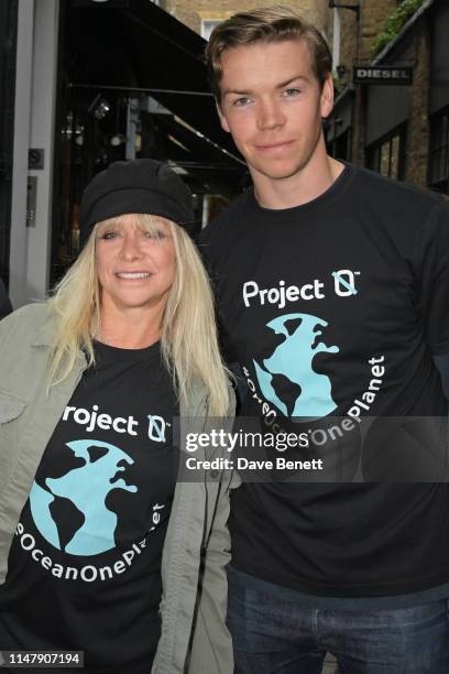 Jo Wood and Will Poulter attend the unveiling of ocean conservation group Project 0's 'One Ocean One Planet' globe installation on Carnaby Street to...