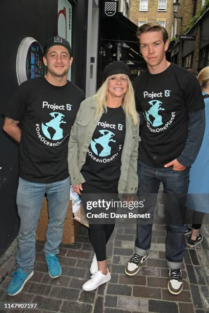 Tyrone Wood, Jo Wood and Will Poulter attend the unveiling of ocean conservation group Project 0's 'One Ocean One Planet' globe installation on...