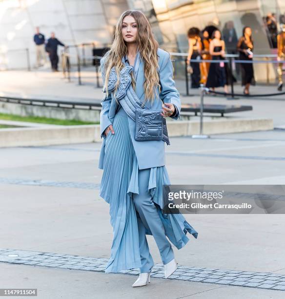 Model Gigi Hadid is seen arriving to the 2019 CFDA Fashion Awards on June 3, 2019 in New York City.
