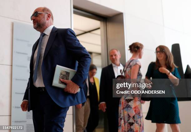 Martin Schulz , member of Germany's social democratic SPD party, arrive for a meeting with the SPD parliamentary group on June 4, 2019 in Berlin. -...