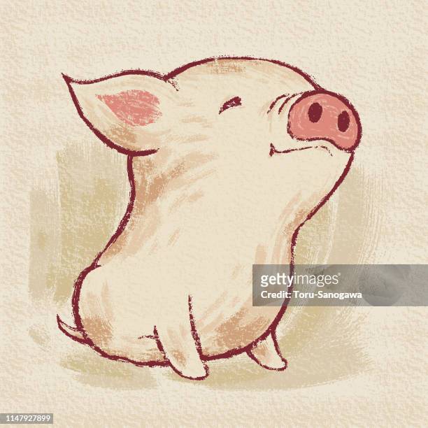 cute pig happy - cute pig stock illustrations