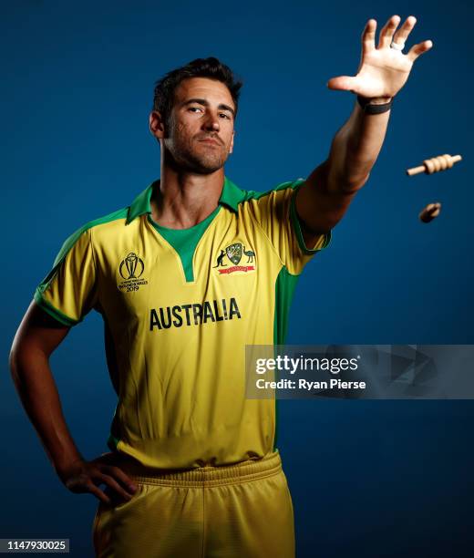 Mitchell Starc of Australia poses during an Australia ICC One Day World Cup Portrait Session on May 07, 2019 in Brisbane, Australia.