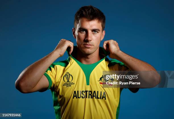 Pat Cummins of Australia poses during an Australia ICC One Day World Cup Portrait Session on May 07, 2019 in Brisbane, Australia.