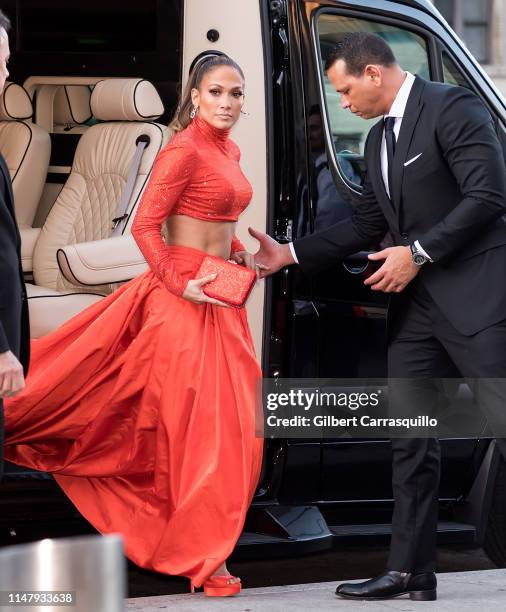 Actress Jennifer Lopez and Alex Rodriguez are seen arriving to the 2019 CFDA Fashion Awards on June 3, 2019 in New York City.