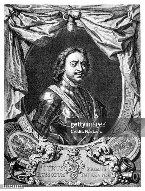 peter the great or peter alexeyevich ruled the tsardom of russia and later the russian empire - peter i of russia stock illustrations