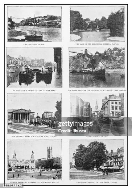 antique photo: bristol landmarks - bristol england stock illustrations