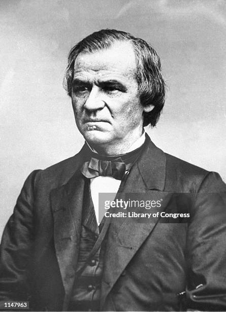 An engraving showing President Andrew Johnson IN 1868. The House approved 11 articles of impeachment against Andrew Johnson in 1868, arising...