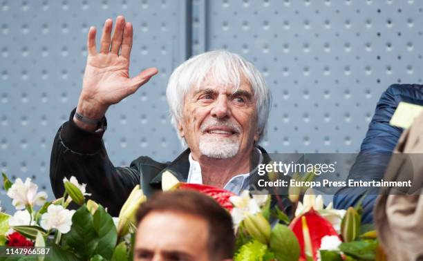 Bernie Ecclestone attends Mutua Madrid Open at Caja Magica on May 08, 2019 in Madrid, Spain.