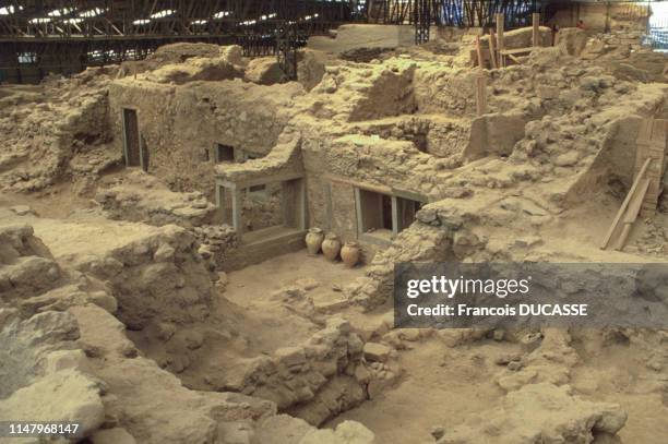 Le site archéologique d'Akrotiri, sur l'île de Santorin, Grèce.