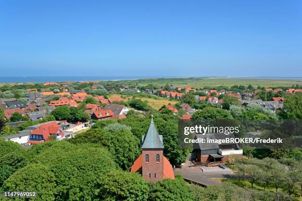 view from the old lighthouse over the village wangerooge to the eastern end of the island, east frisian islands, north sea, lower saxony, germany - wangerooge stock pictures, royalty-free photos & images