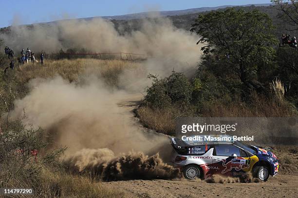 Sebastien Ogier of France and Julien Ingrassia of France compete in their Citroen Total WRT Citroen DS3 WRC during the Shakedown of the WRC Rally...