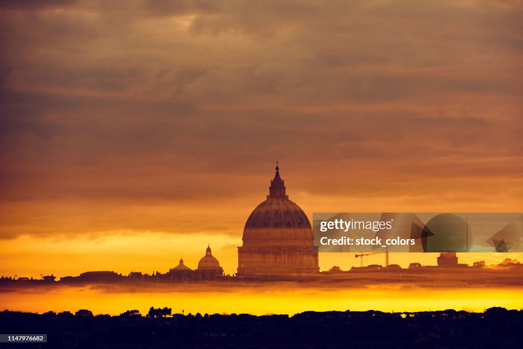 Basilica in Vatican in sunset time