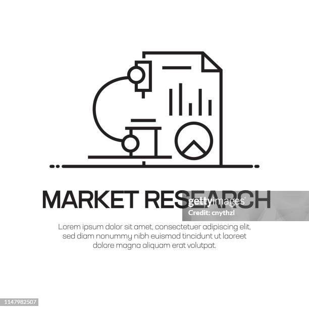 market research vector line icon - simple thin line icon, premium quality design element - computer focused stock illustrations