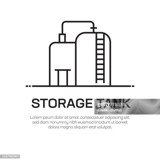 storage tank vector line icon - simple thin line icon, premium quality design element - reservoir stock illustrations