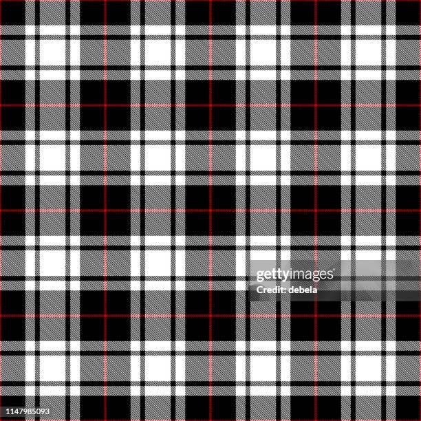 black and red scottish tartan plaid textile pattern - scottish culture stock-grafiken, -clipart, -cartoons und -symbole