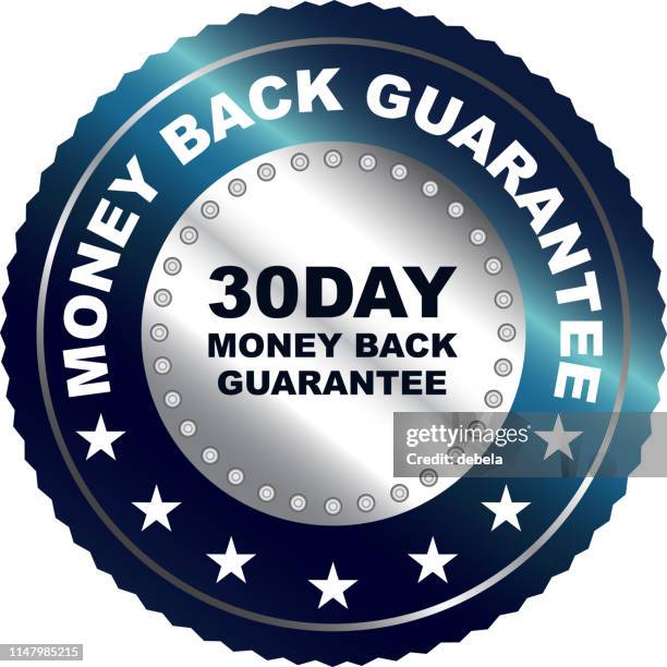 thirty day money back guarantee silver badge - pay day stock illustrations