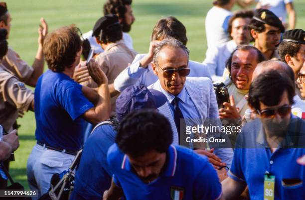 Enzo Bearzot head coach of Italy during the World Cup 1982 match between Argentina and Italy, on June 29th in Estadi de Sarria, in Barcelona, Spain....