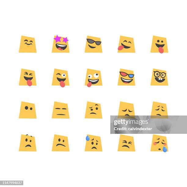 emoticons on paper notes - over shoulder computer stock illustrations