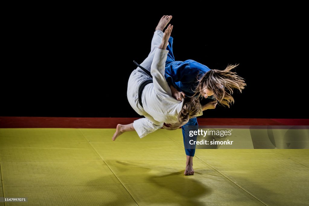 Judo players competing in judo match