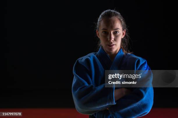 portrait of judo player - judo female stock pictures, royalty-free photos & images