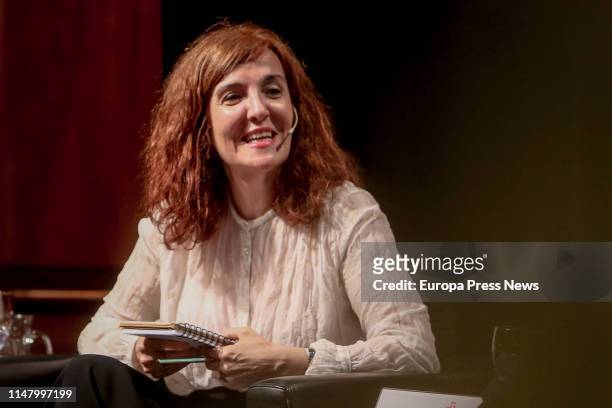 The writer and journalist Elvira Lindo is seen during the meeting 'Feminismos Contemporáneos Y Emoción Feminista' In Instituto Cervantes on May 08,...