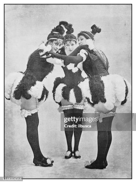 antique photo: levey sisters dancing - archive danse stock illustrations