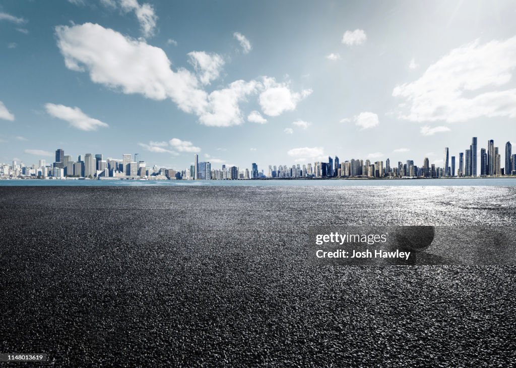 City parking lot and square