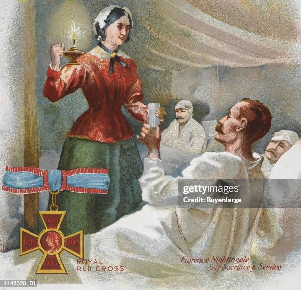 Florence Nightingale attends to Patients in the Crimea for the British Red Cross.