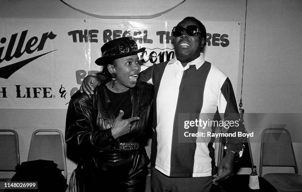 Singers Betty Wright and Clarence Carter poses for photos backstage at the Regal Theater in Chicago, Illinois in November 1991.